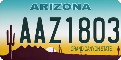 AZ license plate AAZ1803