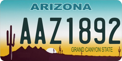 AZ license plate AAZ1892