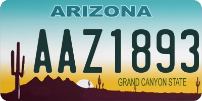 AZ license plate AAZ1893