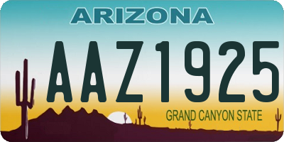 AZ license plate AAZ1925