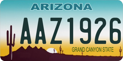 AZ license plate AAZ1926
