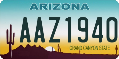 AZ license plate AAZ1940