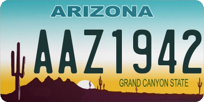 AZ license plate AAZ1942