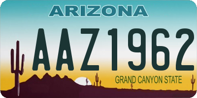 AZ license plate AAZ1962