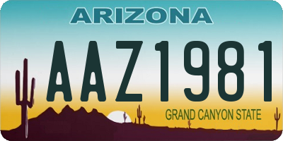 AZ license plate AAZ1981