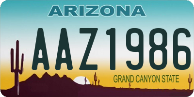 AZ license plate AAZ1986