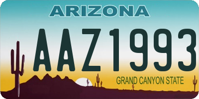AZ license plate AAZ1993