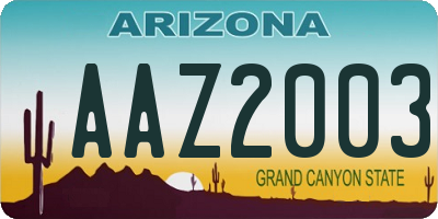 AZ license plate AAZ2003