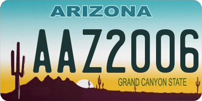 AZ license plate AAZ2006