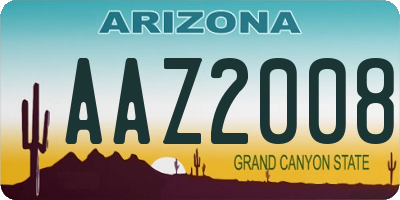 AZ license plate AAZ2008