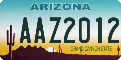 AZ license plate AAZ2012