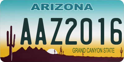 AZ license plate AAZ2016
