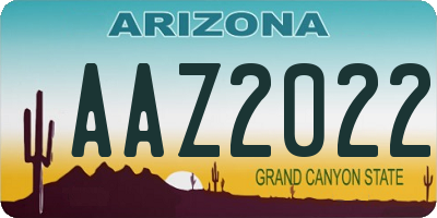 AZ license plate AAZ2022