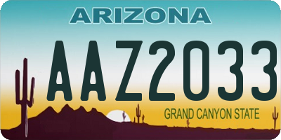AZ license plate AAZ2033