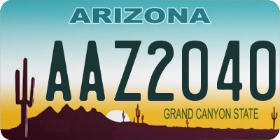 AZ license plate AAZ2040