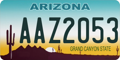 AZ license plate AAZ2053