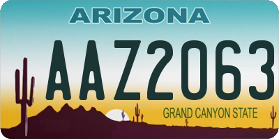 AZ license plate AAZ2063