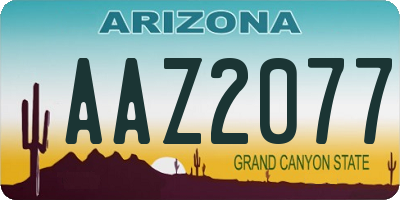 AZ license plate AAZ2077