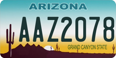 AZ license plate AAZ2078