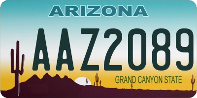 AZ license plate AAZ2089
