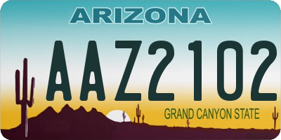 AZ license plate AAZ2102