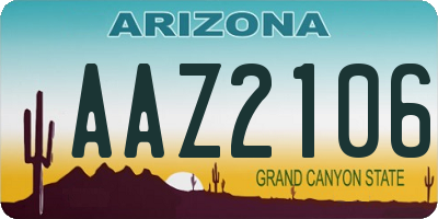 AZ license plate AAZ2106