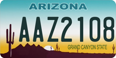 AZ license plate AAZ2108