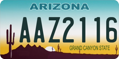 AZ license plate AAZ2116
