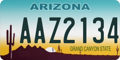 AZ license plate AAZ2134