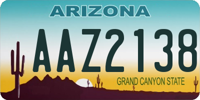 AZ license plate AAZ2138