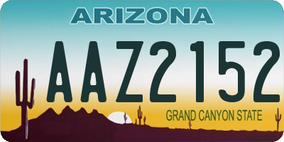 AZ license plate AAZ2152
