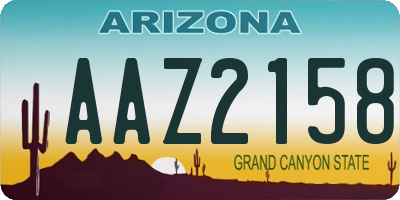 AZ license plate AAZ2158