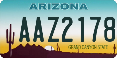 AZ license plate AAZ2178
