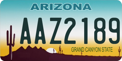 AZ license plate AAZ2189
