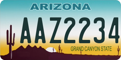 AZ license plate AAZ2234