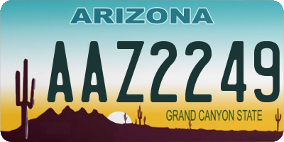 AZ license plate AAZ2249