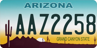 AZ license plate AAZ2258