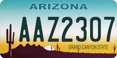 AZ license plate AAZ2307