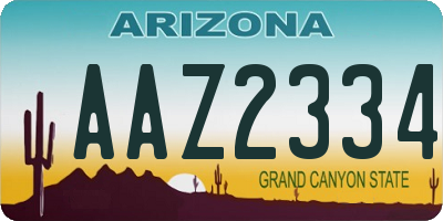 AZ license plate AAZ2334