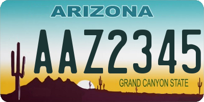 AZ license plate AAZ2345