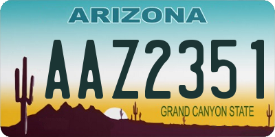 AZ license plate AAZ2351