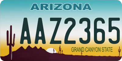 AZ license plate AAZ2365