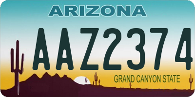 AZ license plate AAZ2374