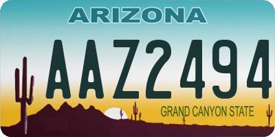 AZ license plate AAZ2494