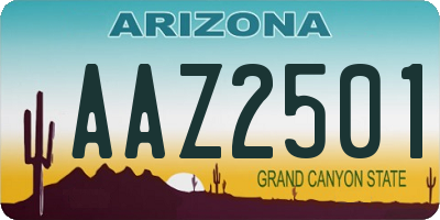 AZ license plate AAZ2501
