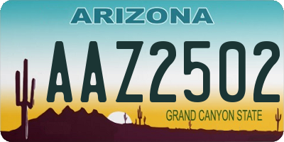 AZ license plate AAZ2502