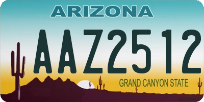 AZ license plate AAZ2512