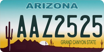 AZ license plate AAZ2525