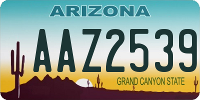 AZ license plate AAZ2539