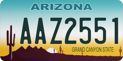 AZ license plate AAZ2551